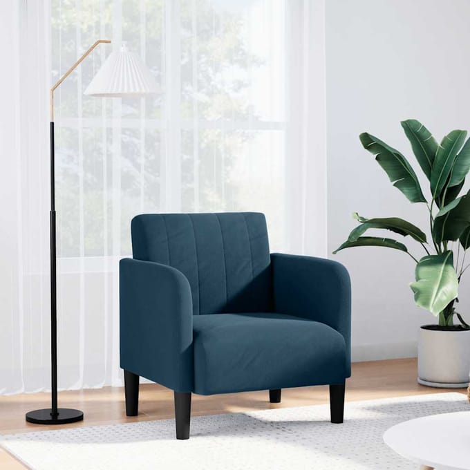 vidaXL - Fauteuil - met - armleuningen - Blauw - 54 - cm - Fluweel