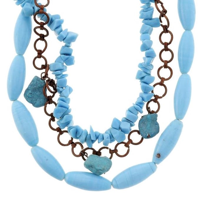 Behave - Damesketting turquoise lagen - Boho chic - 46 cm