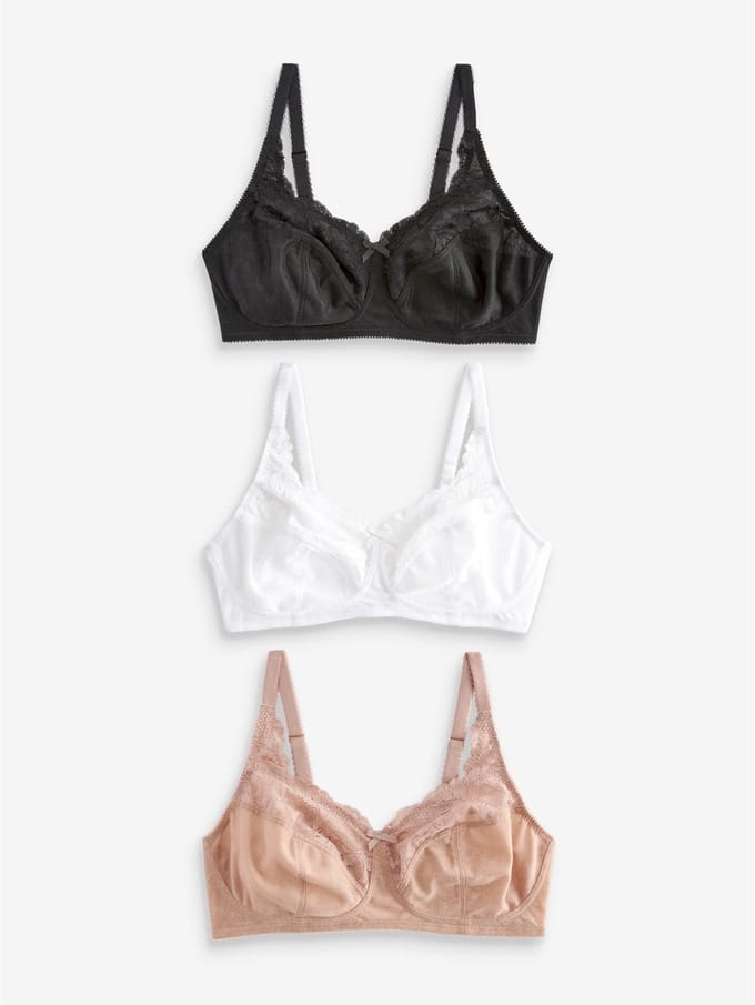 Next - Dames - Set van 3 Ultimate Comfort beha's met kant en hele cups - Zwart