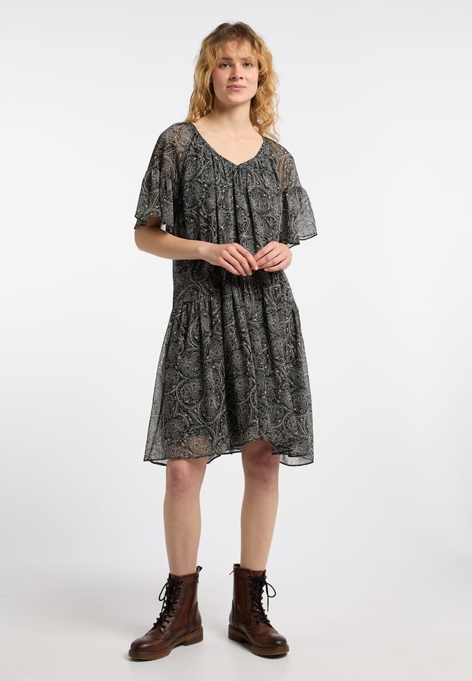 Dreimaster Jurk Dames Zwart Veelkleurig