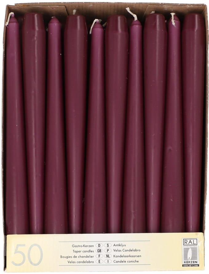 50 Kandelaarkaarsen Ø 2,2 cm · 25 cm grijs