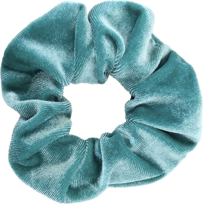 Kraagjeskopen.nl Scrunchie Velvet turquoise Haarelastiek Haaraccessoire - 1 stuk