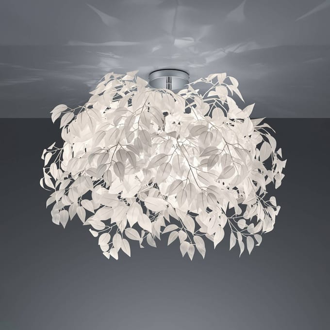 Reality Leuchten Plafondlamp Leavy, chroom/wit, Ø 70 cm, kunststof