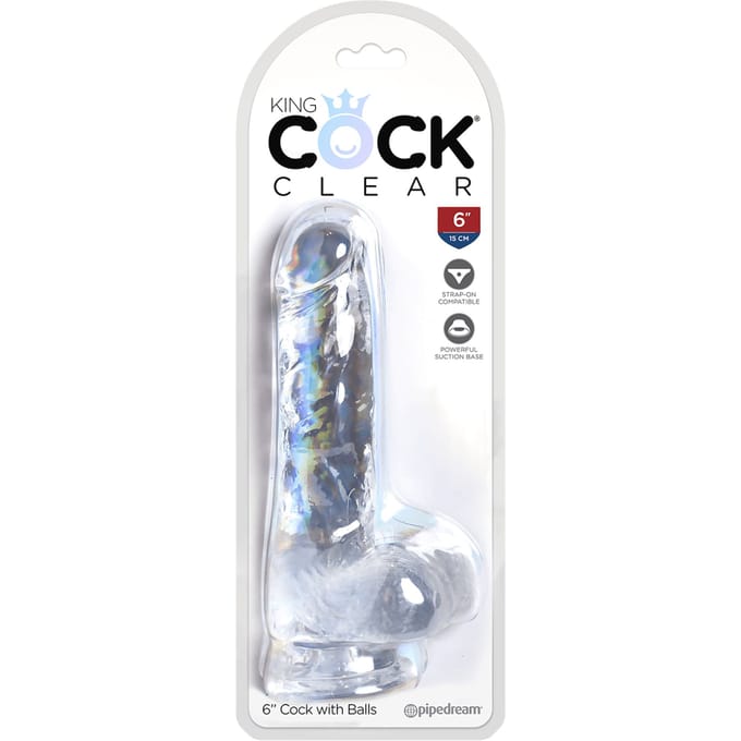 Pipedream - King Cock - Dildo met Balzak - 15 cm - Transparant