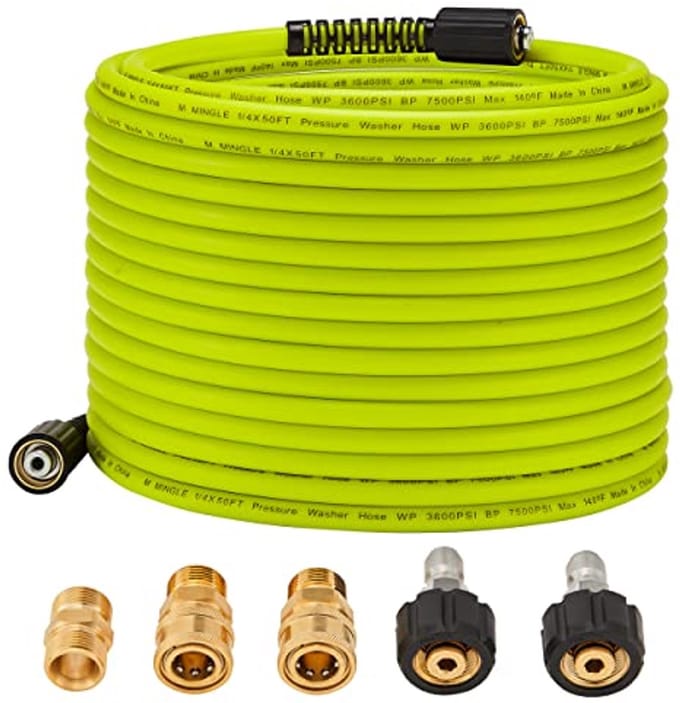 Hogedrukreinigerslang 50 FT x 1/4" - Vervangende Slang met Quick Connect Kits - 3600PSI