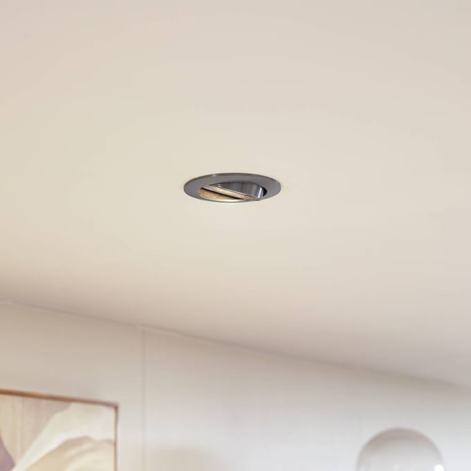 Prios plafond inbouwlamp Fibur, zilver geborsteld, Ø 8,2 cm