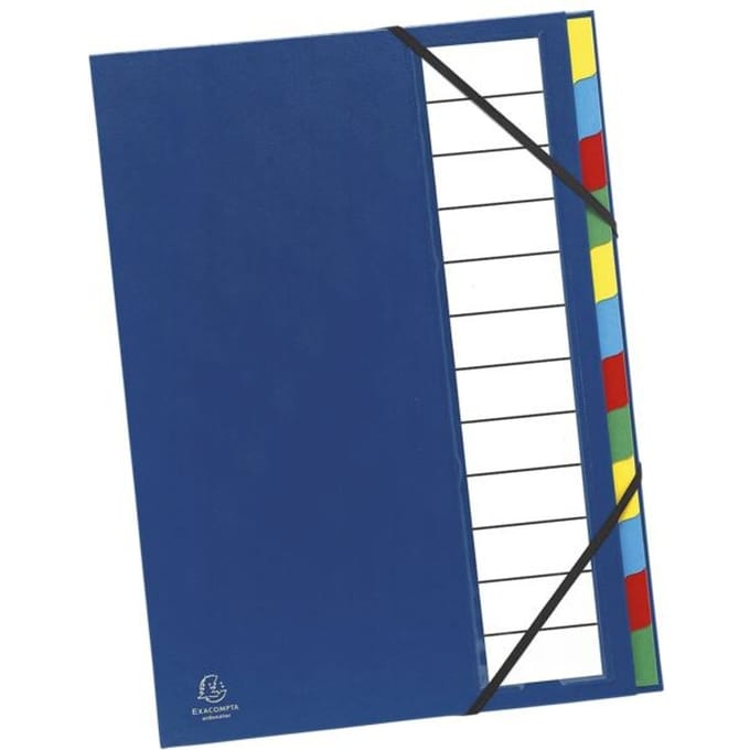 Exacompta Sorteermap Harmonika® Ordonator®Sorteermap met uitrekbare rug en elastosluiting - 12 Indelingen - Blauw - 55342E