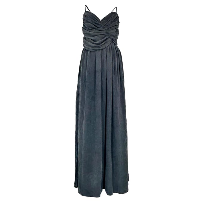 Zimmermann maxi-jurk met V-hals en plooien in grijze viscose