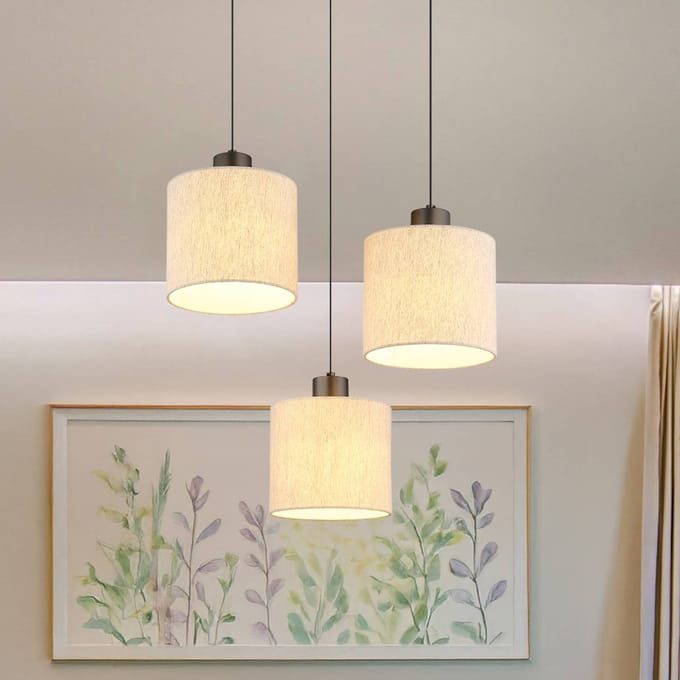 Globo LED hanglamp Thea, Ø 49 cm, 3-lamps, crème/matzwart