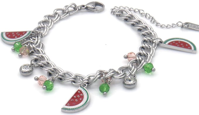 Watermeloen Armband – RVS – 16-21cm – Fris & Fruitig
