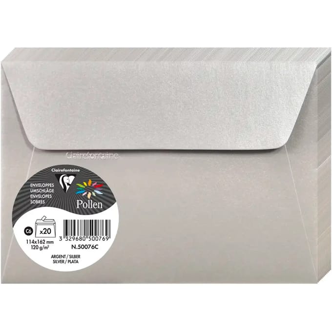 Stuifmeel van Clairefontaine enveloppe C6, zilver