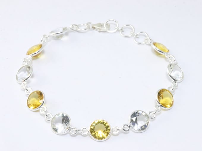 Zilveren armband met citrien en bergkristal
