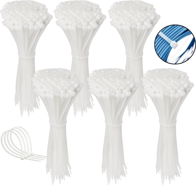 Polyamide kabelbinders, tie rips, witte kabelbinders, 250x4,8 mm / 600 stuks