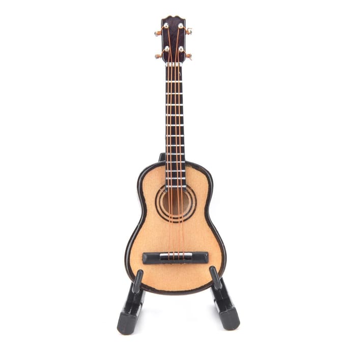 Miniatuur Klassiek Gitaar Model Mini Houten Gitaar Decoratie Muziekinstrument Model 8cm beige