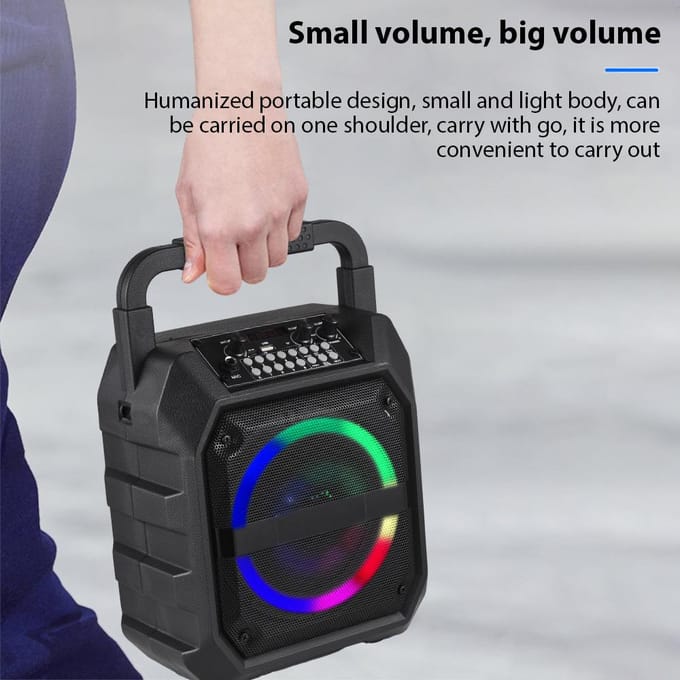 Mini Karaoke Machine Draadloze Microfoon en Speaker Set met 2 Microfoon LED Kleurenlicht Handheld zwart