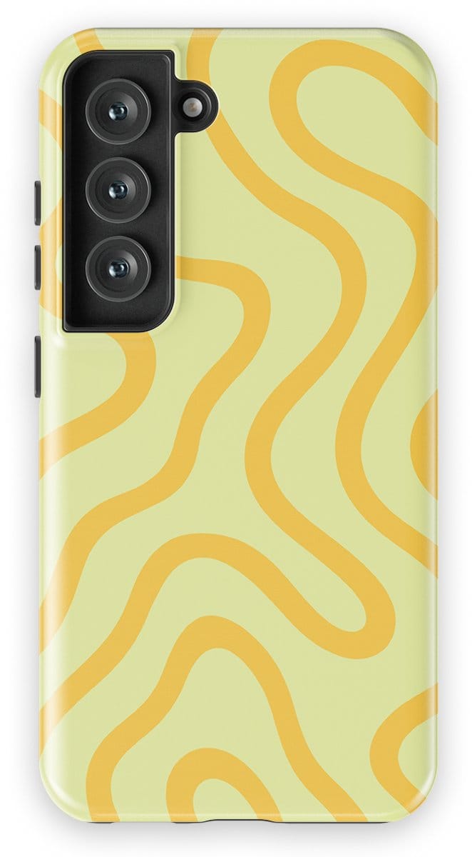 DripCase Curvy Lines Hoesje Samsung Galaxy S23 FE | Backcover met Mag | Design Tough Case Samsung Galaxy S23 FE Lemon Loop