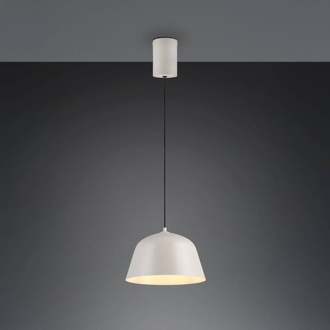 Reality Leuchten Hanglamp Tova, lichtgrijs, Ø 30 cm, metaal, E27