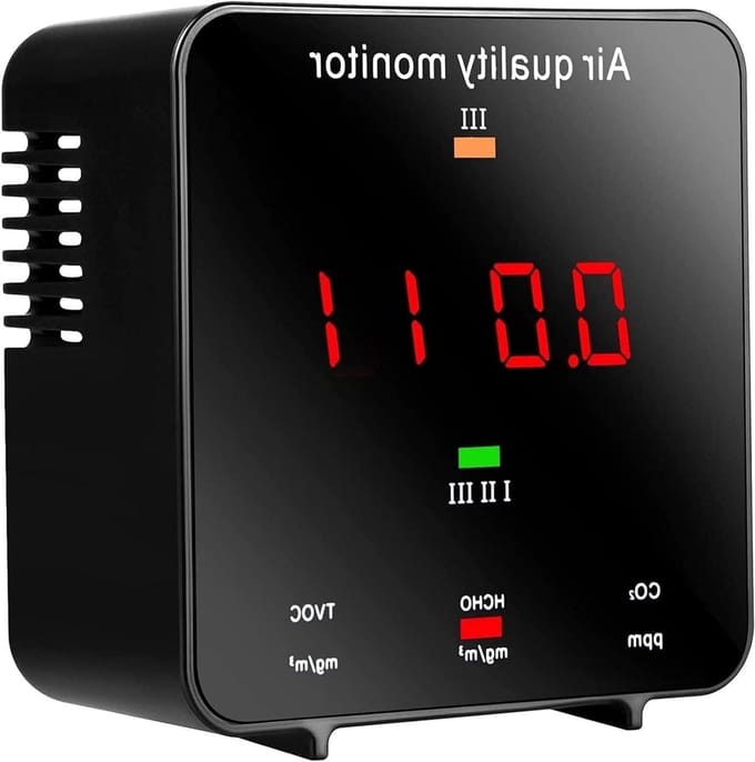 Luchtkwaliteitsmeter - Gasdetector Analyzer - Luchtkwaliteit Meten - Digitale Display - 68 x 70 x 40 mm - Zwart