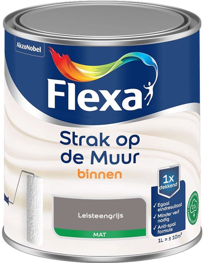Flexa - Strak Op De Muur Binnen Mat - Leisteengrijs - Mengverf - 1 L