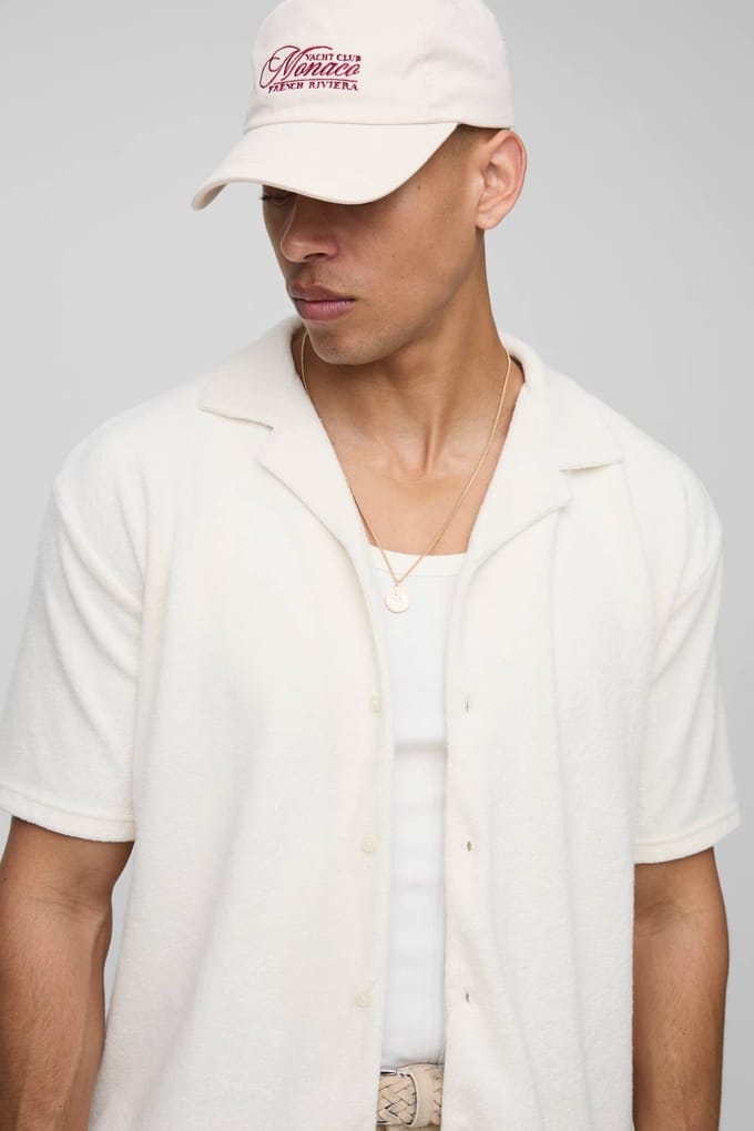 Oversized Revere Towelling Shirt | Ecru | Size Medium