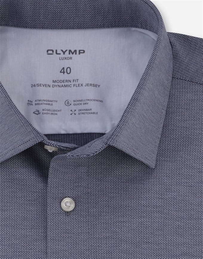 business overhemd Olymp Luxor 24/7 modern fit grijs jersey