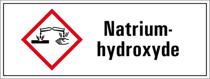 Natriumhydroxyde GHS tekststicker 200 x 75 mm