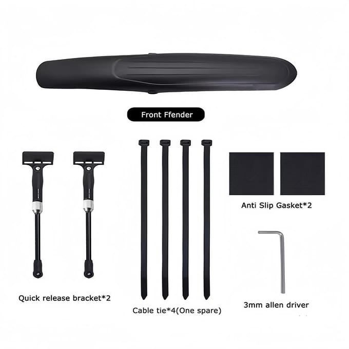 Garde-boue de VTT Haute Résistance Réglable 26-29 Pouces Résistant à l'Usure Incassable Accessoires de Cyclisme black