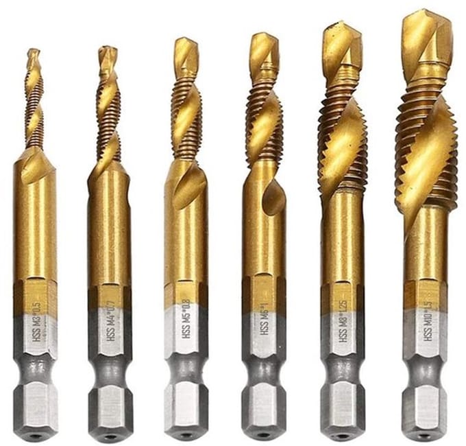 Allecto - 6 Packs Hex Shank Titanium Coated Verzinkkraan Boor Set