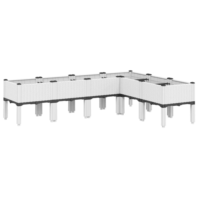 vidaXL - Plantenbak - met - poten - 160x120x42 - cm - polypropeen - wit
