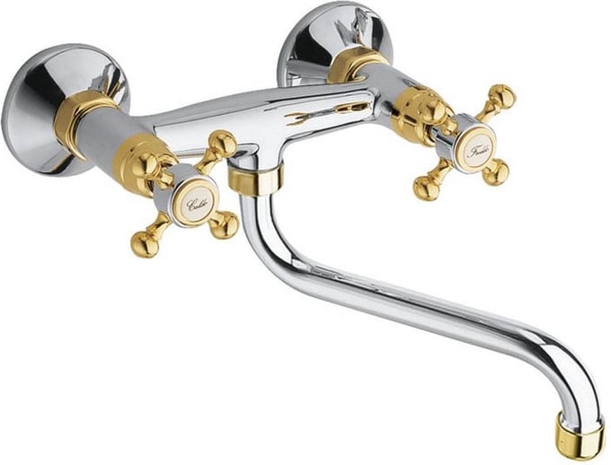Sapho Antea Wandgemonteerde mengkraan, chroom/goud