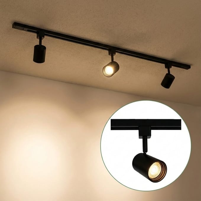 LED 1-fase Rails | Zwart | 1 Meter | Dimbaar | Incl. 3x railspots