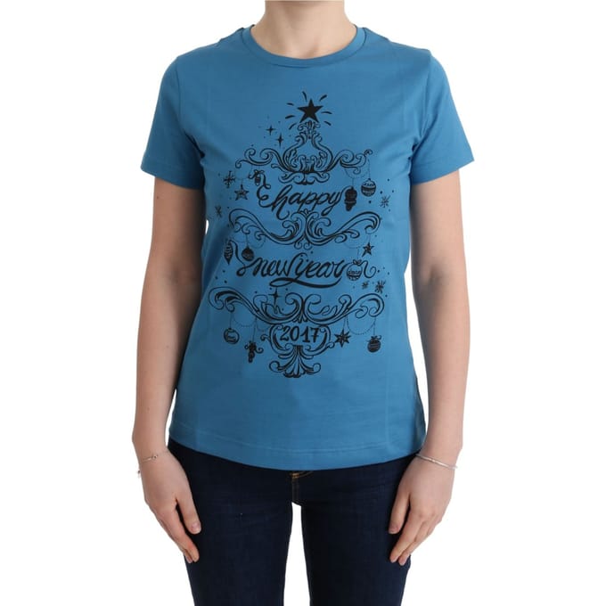Dolce & Gabbana Dames Blauwe Katoenen 2017 Motief T-Shirt