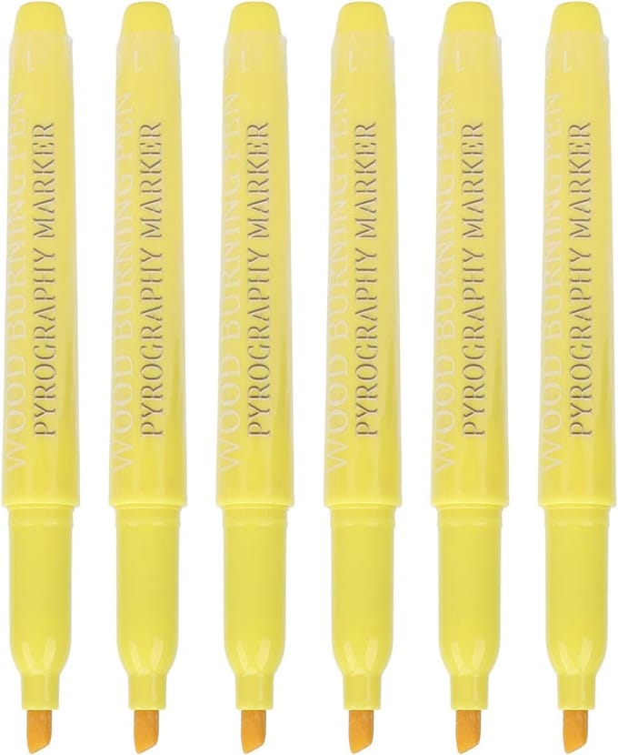 Houtbrand Pen - Schroeistift Marker - Houtbewerking Projecten - Brede Punt Ontwerp - 6 Stuks - Bruin