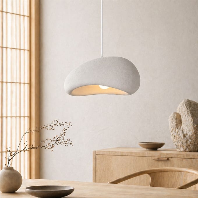 Milton & Oldbrook Japandi Hanglamp Ø 40 cm Vaduz Wit Steenlook