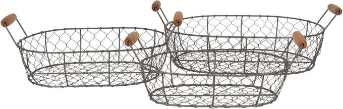 Clayre & Eef Opbergmand Set van 3 42x27x15 cm Bruin IJzer
