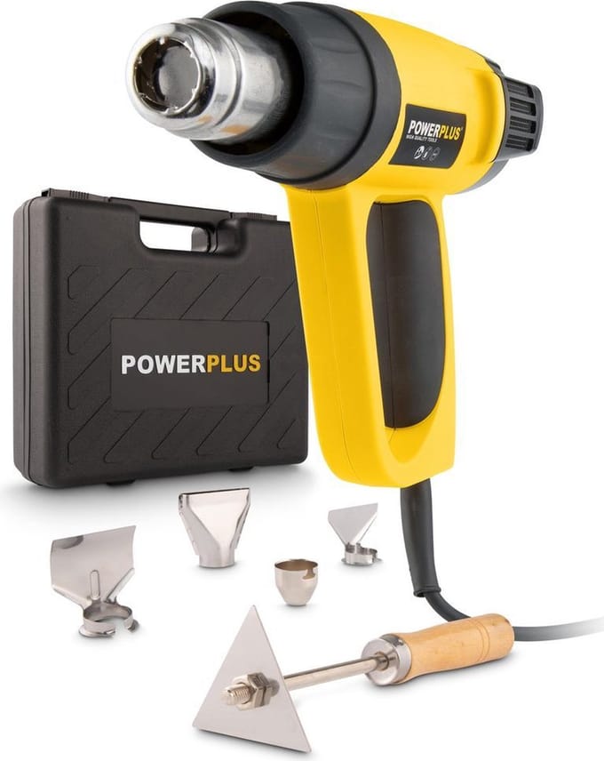 Powerplus POWX1025 Heteluchtpistool - 2000W - LCD display - 50°-630°C - 200-500l/min - Incl. Opbergkoffer en 5 accessoires