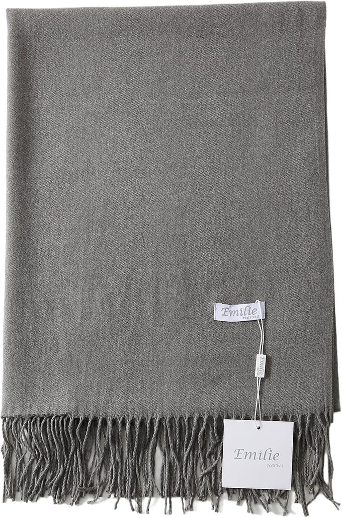 Emilie Collection - sjaal - omslagdoek - pashmina - grijs - 180X60CM - 100% Gerecycled polyester