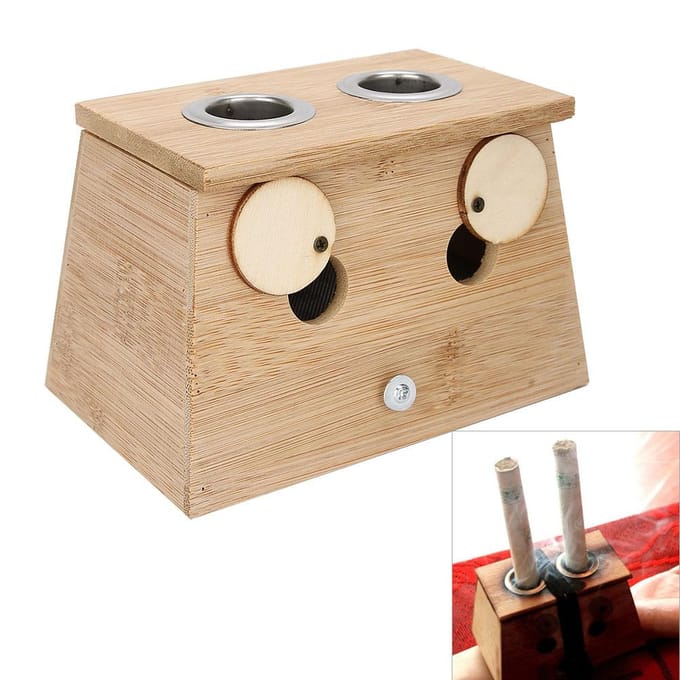 Nieuwe bamboe moxa-branderhouder voor milde therapie(2 gaten) beige