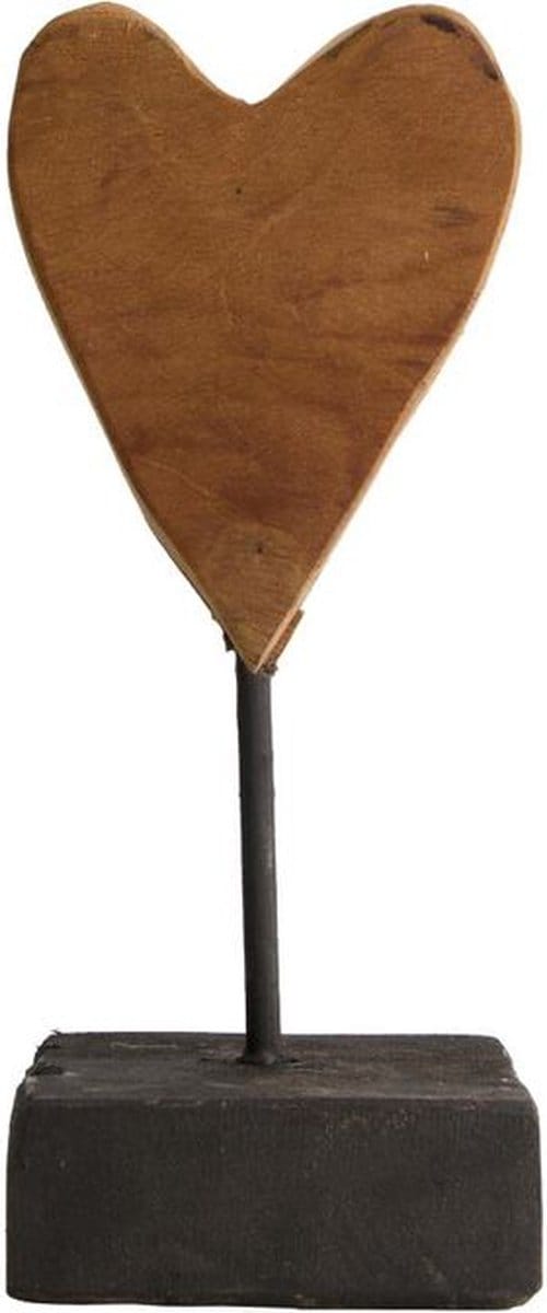 DoaBuy houten teak hart 26 cm natuur natuurlijk