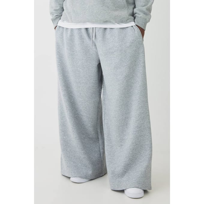 Plus Essential Extreme Wide Leg Joggers | Grey Marl | Size 4XL