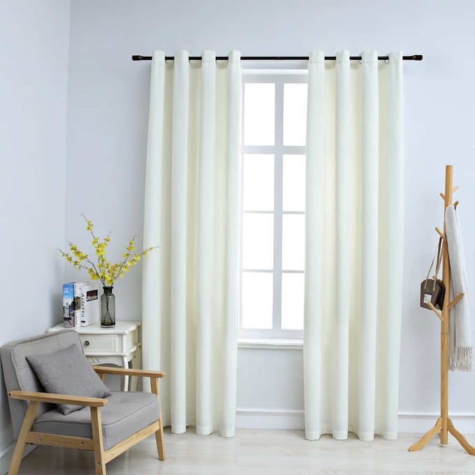 vidaXL - Gordijn - verduisterend - met - ringen - 2 - st - 140x175 - cm - fluweel - crème