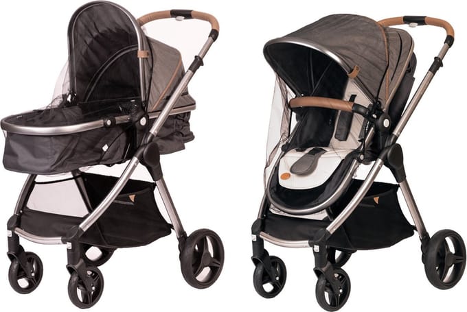 Babyono - Klamboe / Muggennet voor kinderwagen - Universeel - Zwart