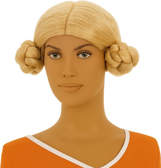 Blonde Dubbele Knot Verkleedpruik – Feestpruik voor Carnaval & Themafeesten