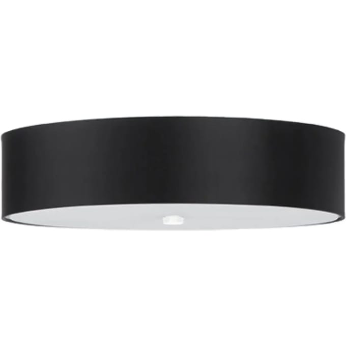 Plafondlamp SKALA 50 met ronde stoffen kap en glas - Sollux Lighting - IP20 - Zwart stof/glas/staal behuizing - 50 x 50 x 16 cm - 5 x E27 LED, exclusief lichtbron - 5 x 15 W - Minimalistische plafondlamp voor woonkamer, slaapkamer en eetkamer