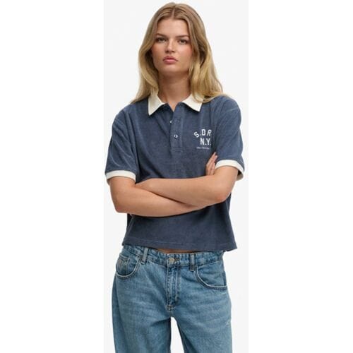 Superdry Heritage Terry Polo Blue Grootte: 40