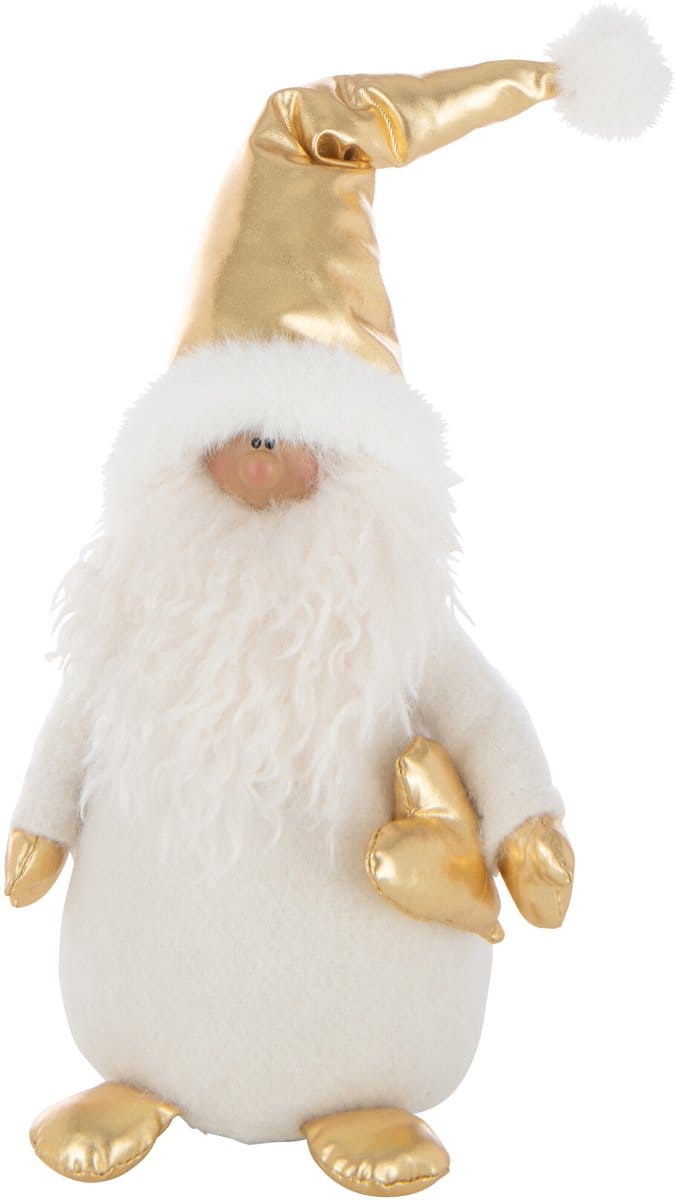 J-Line figuur Kerstman Hart - polyresin - wit/goud - small