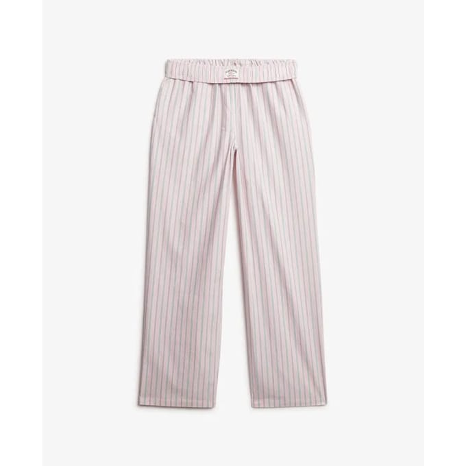 Superdry - Elastische broek van gestreept biologisch katoen - Dames - Broeken
