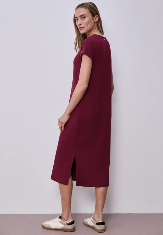 Midi-jurk van geribbelde jersey