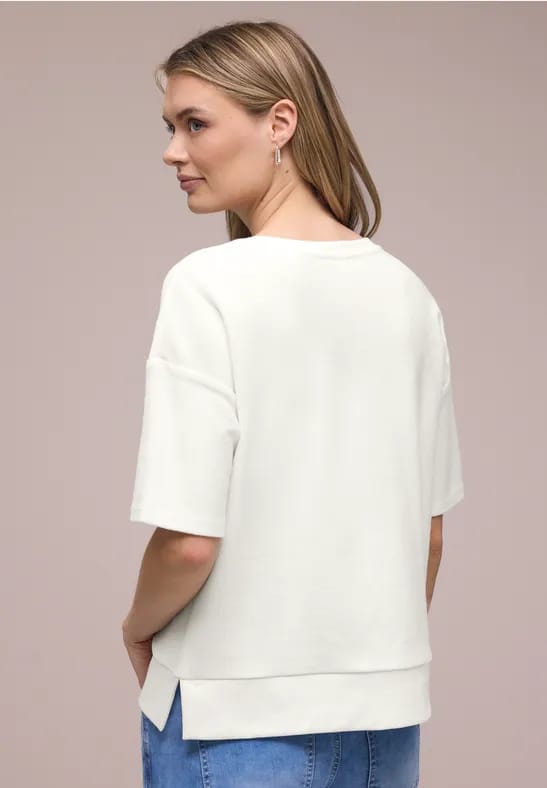 Shirt met korte mouwen en structuurmix
