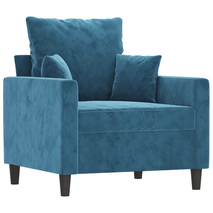 vidaXL - 3-delige - Loungeset - met - kussens - fluweel - blauw